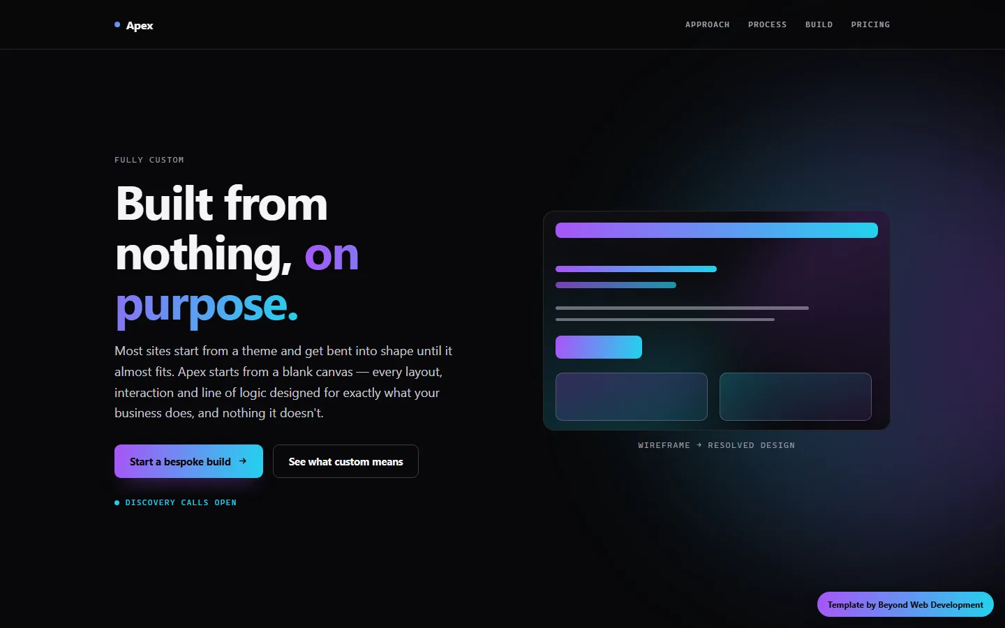 Apex — a fully custom build template