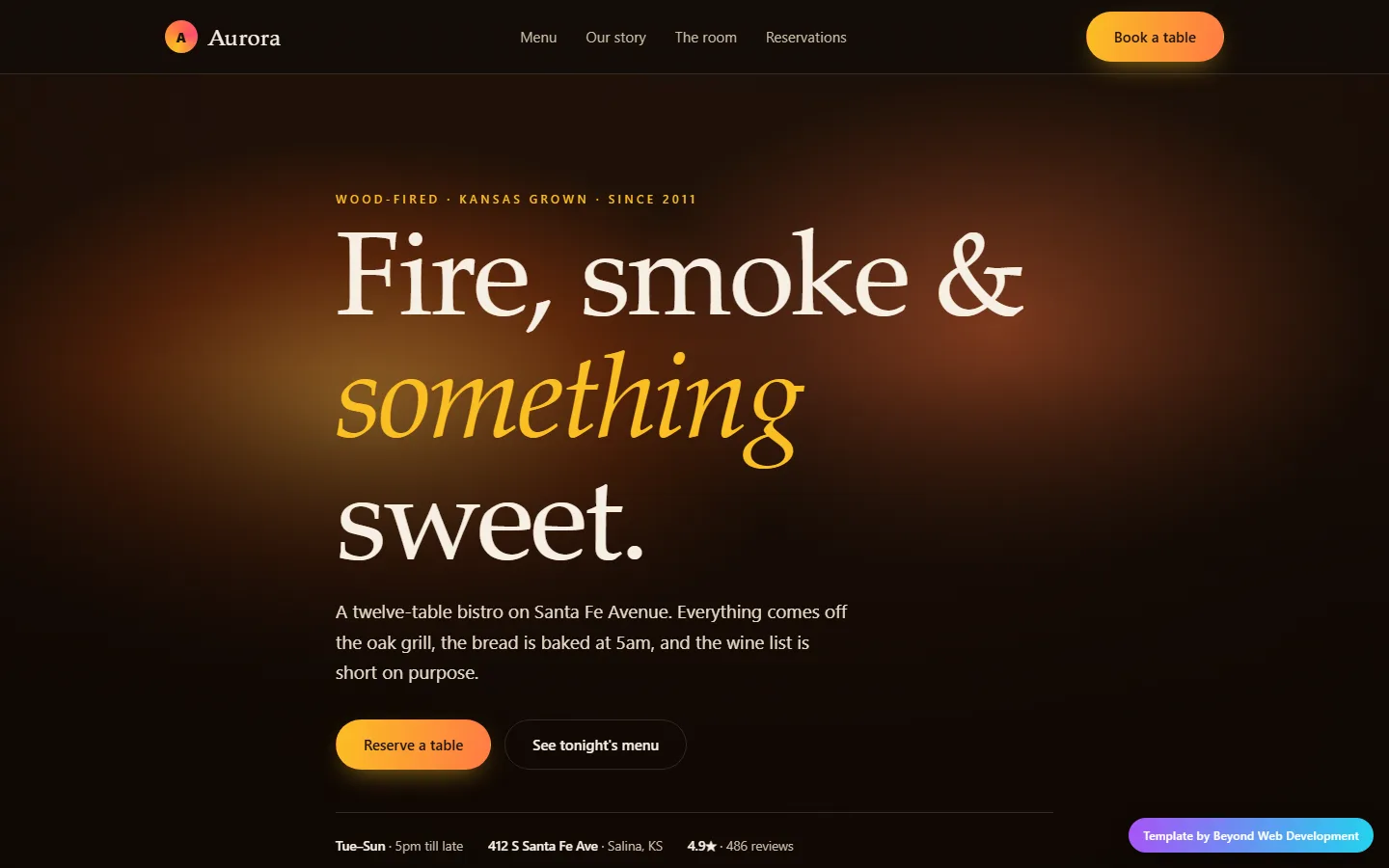 Aurora — a restaurant / bistro template
