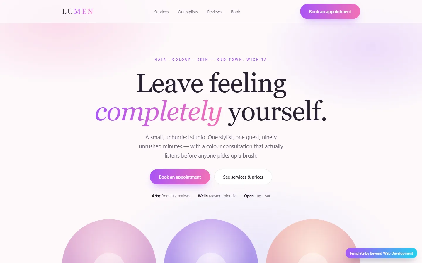 Lumen — a hair and beauty salon template