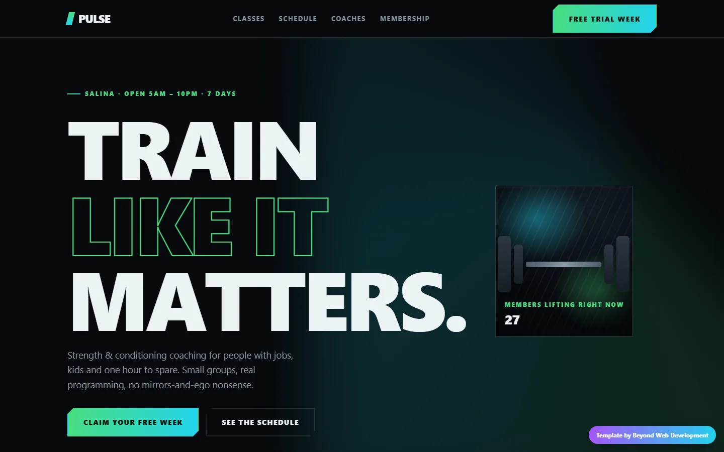 Pulse — a gym / fitness studio template