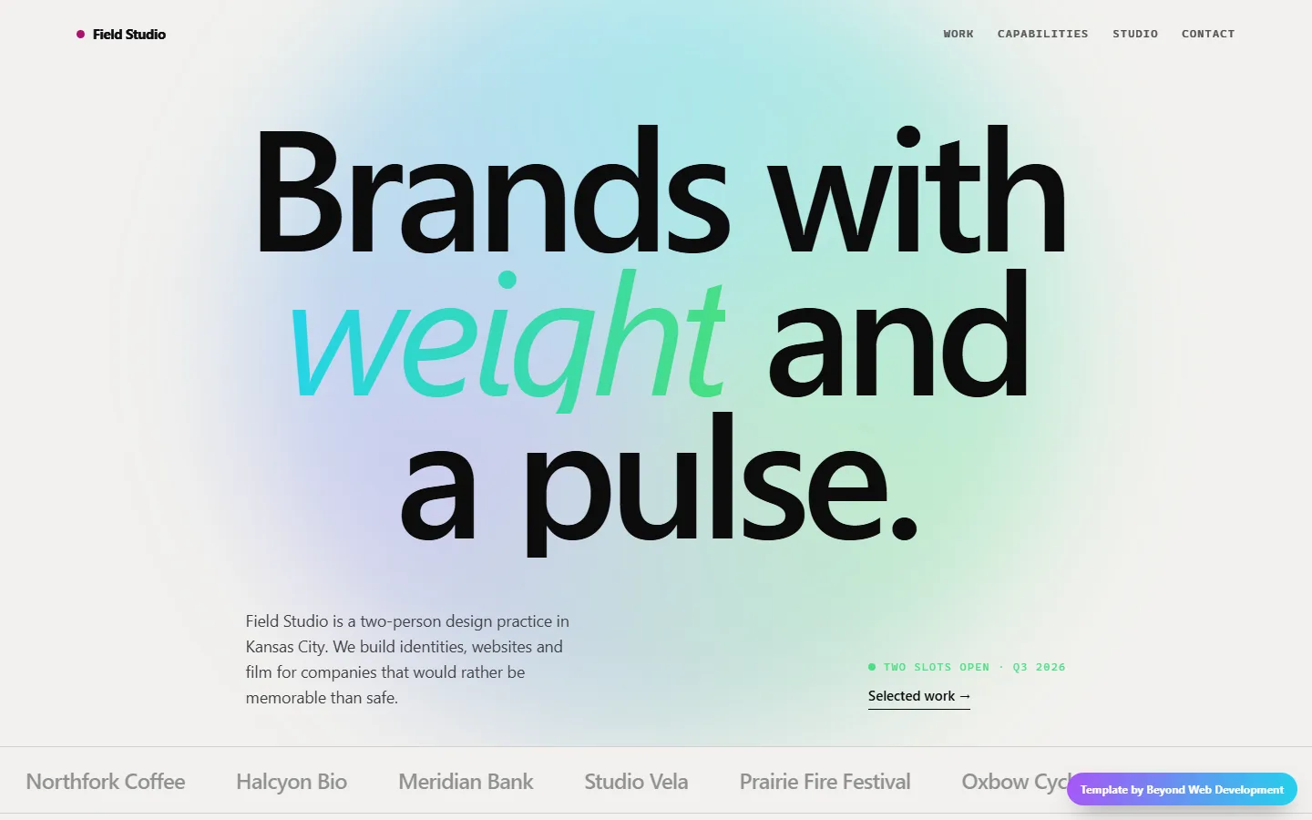 Studio — a creative portfolio template