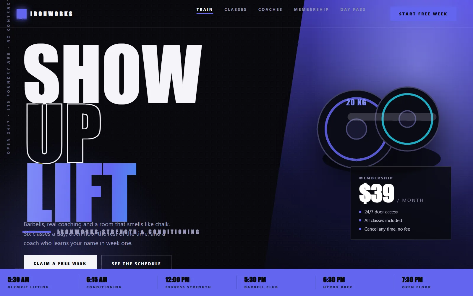 Ironworks Gym — Website concept